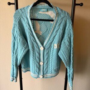 Taylor Swift 1989 Light Blue Cable Knit Cardigan